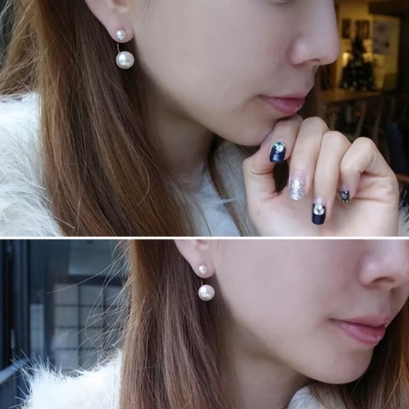 ⚪ Double Pearl Wrap-Around Earrings - Picture 4 of 5